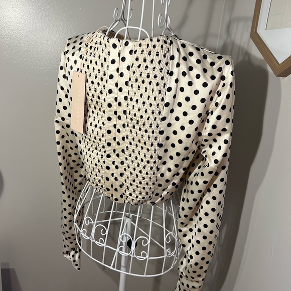 Keepsake The Label NWT Monroe Long Sleeve Black And Crème Polka Dot Top Sz M - Picture 7 of 11